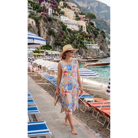 Weekend Clothes Line Dresses & Skirts - Summer Ready Weekend Clothes Line Multi Printed Beachy Patchwork Resort  Dress L